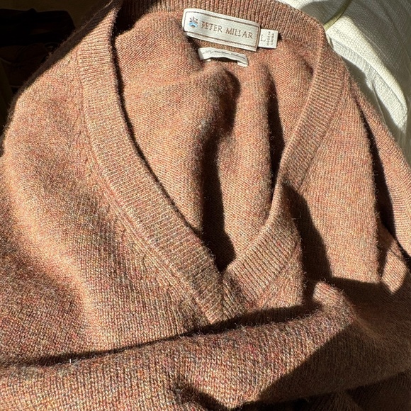 Peter Millar cashmere sweater long sleeve v-neck brown Large - Picture 7 of 13